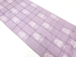 アンティーク　格子に草花模様織出し袋帯（材料）